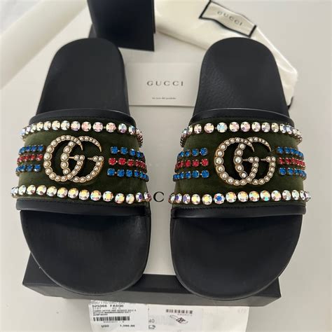 gucci slides with crystals|gucci crystal crossbody.